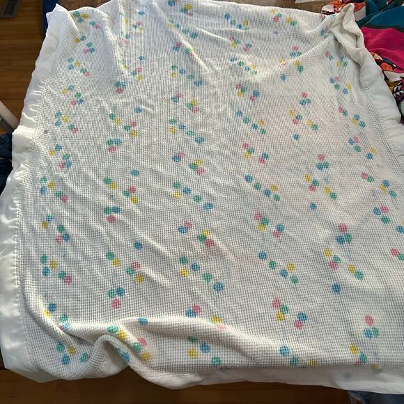 Vintage Baby Morgan Balloon Blanket Waffle Weave Nylon Edge Acrylic USA 39x47 - Picture 2 of 7